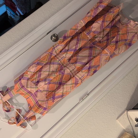 Anthropologie - Kachel - Tie Strap Linen Plaid Maxi Dress - Picture 11 of 12